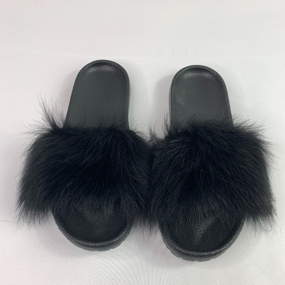 UGG Shoes - UGG Black Lamb  Fur Slide Sandal